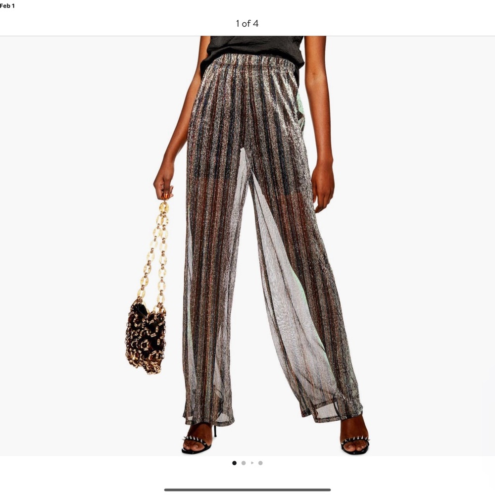 Wide Leg Sheer Glitter Pants
